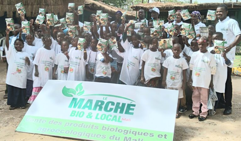 Marché Bio de l’Association Malienne pour la Solidarité et le Développement (AMSD) : Les élèves de l’école fondamentale Bilingue privée Al-Amin de Banankabougou à la découverte des produits biologiques certifiés par le label SPG Bio local